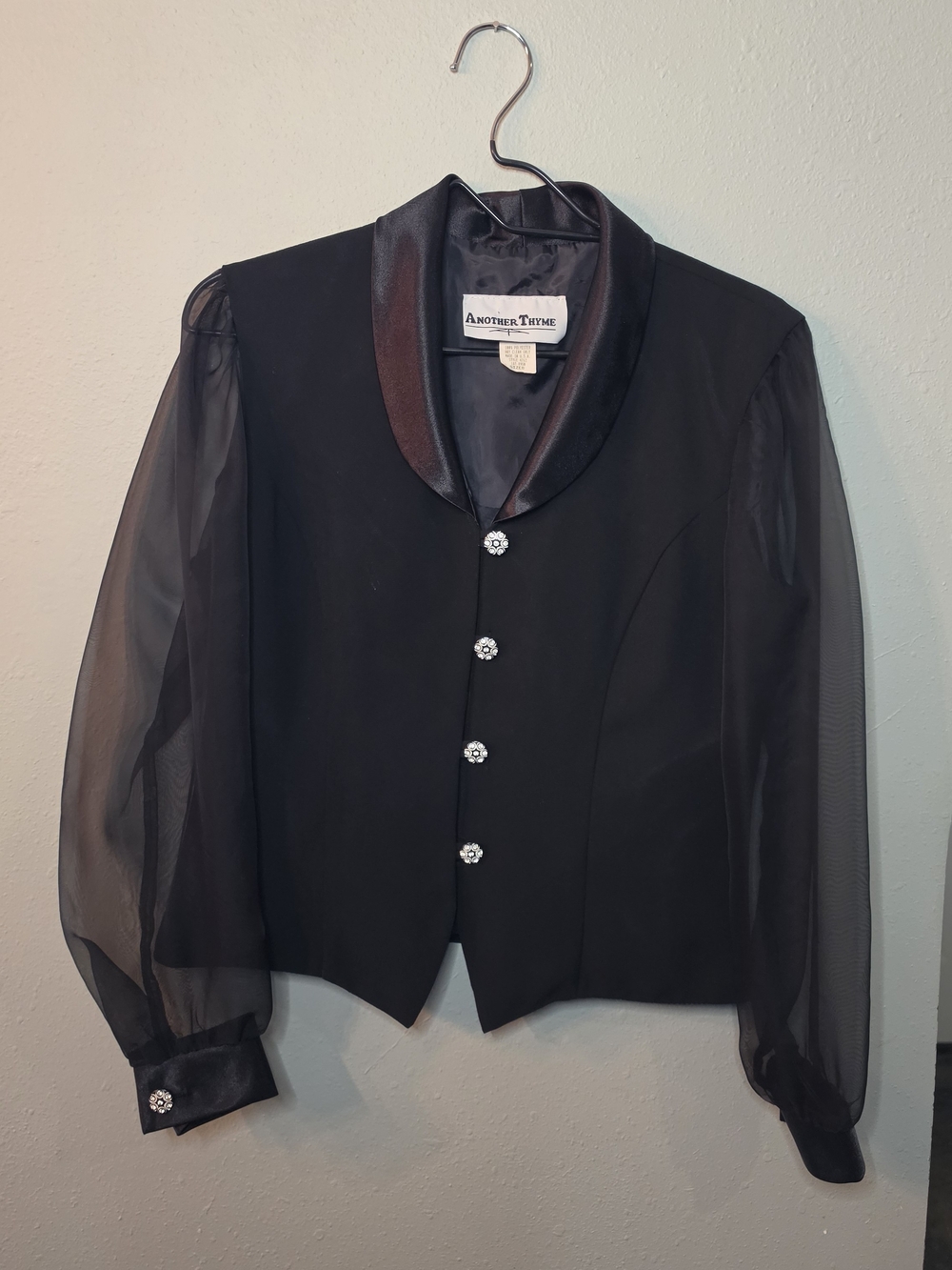 Vintage Black Blouse w/ Embellished Cuffs | Another Thyme